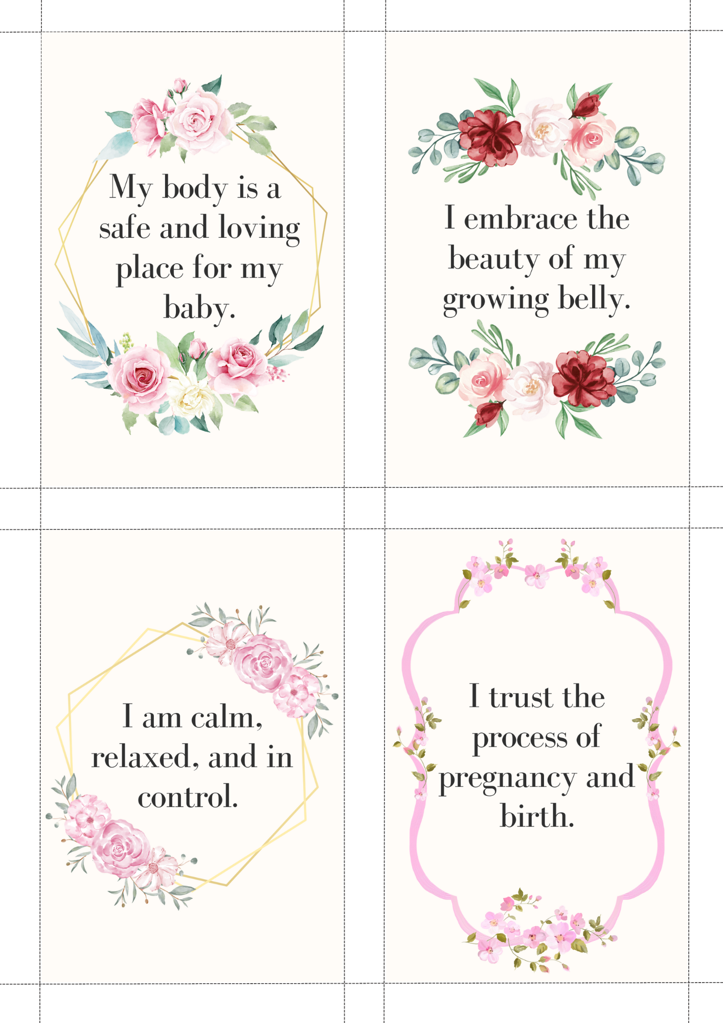 50+ Pregnancy Affirmation Cards - FREE Printable Set for Moms-to-Be